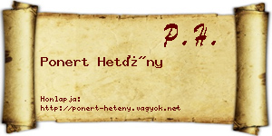 Ponert Hetény névjegykártya